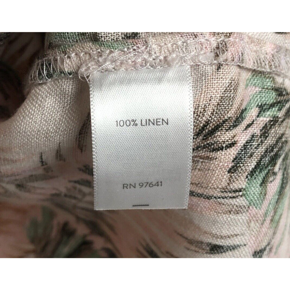J.‎ JILL Love Linen Top Women's Sz M Tropical Tunic Pullover V-Neck 3/4 Flutter - Picture 4 of 11